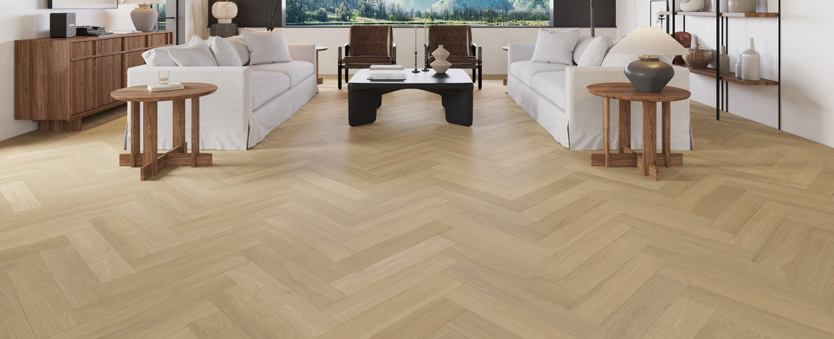 Fuzion Velvet Grove Herringbone Chiffon Vista flooring room scene