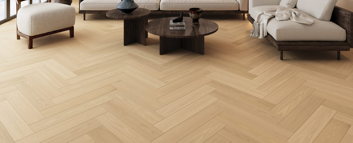 Fuzion Velvet Grove Herringbone Opulent Oak flooring room scene